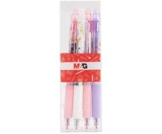 Automatinis tušinukas M&amp;G, 0.5 mm, mėlynas, su gėlių Manga raštu, 4 vnt.