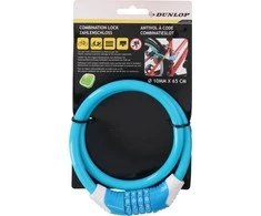 Dunlop dviratinė spiralinė spyna su kodu 10mm x 65cm mėlyna