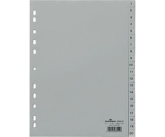 Laikiklis Durable DURABLE Zahlenregister A4 1-20 PP volldeckend grau