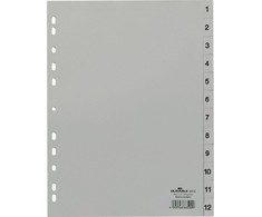 Laikiklis Durable 651410, mėnesių skirtukų rodyklė, polipropilenas (PP), pilkas, vertikaliai, A4, 230 mm