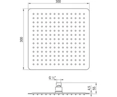 Deante Steel shower head – 300×300 mm