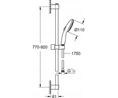 Dušo komplektas Grohe Grohe stumdomas dušo komplektas Tempesta 110 matinės juodos spalvos 261632433