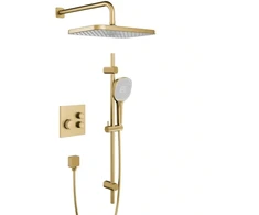 Dušo komplektas KFA Malaga OneClick termostatinis įleidžiamas su slankiuoju strypu, PVD Brushed Light Gold 5759-330-39