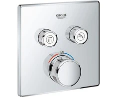 Grohe SmartControl dušo termostatinė virštinkinė dalis, 2 išėjimai, chromas