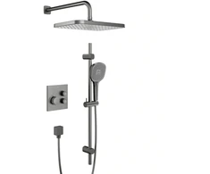 KFA OneClick termostatinis įleidžiamas dušo rinkinys su slankiuoju strypu Malaga 5759-330-61 PVD Gun Metal Pilkas