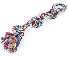 DUVO+ Žaislas virvė 3 WĘZŁY + PĘTLA MULTIKOLOR 60cm 4705100