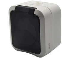 Duwi 60328 Vieno paviršiaus montuojamas lizdas su įžeminimu Aqua Pro IP55 baltas dūmų sklendė / 60328