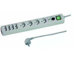 Duwi 8 lizdų prailgintuvas, 1,5 m, su viršįtampių filtru, su jungikliu, 3x1,0 mm OWY 25026