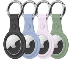 Dux Ducis komplektas 4x silikonowe etui Pakabutis zawieszka case do lokalizatora Apple AirTag (4 kolory: juoda, žalia, rožinė, mėlyna)