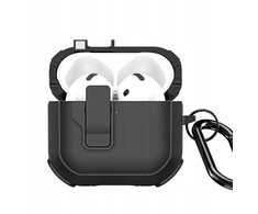 Ausinių dėklas Dux Ducis PECP, skirtas AirPods 4 ausinėms, apsauginis TPU+PC, juodas