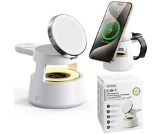 DUZZONA W23 5 viename magnetinė belaidžio įkrovimo stotis su Bluetooth garsiakalbiu