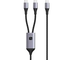 USB kabelis Techly USB-C - 2x USB-C 1,5 m juodas-pilkas (ICOC MU2C-2C100W)