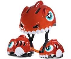 Wozinsky Children's Bike Helmet Dinosaur Pattern S - Raudona