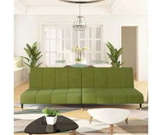 Dvivietė sofa-lova, šviesiai žalios spalvos, aksomas