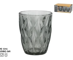 Stikliniai puodeliai (6 vnt.) 280 ml, pilki, 10 x 8 x 8 cm, KITCHEN&amp;GO