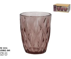 Stikliniai puodeliai (6 vnt.) 280 ml, rožiniai, 10 x 8 x 8 cm, KITCHEN&amp;GO