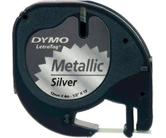 DYMO S0721730 etikečių juostelė Juoda metalo spalvos fone