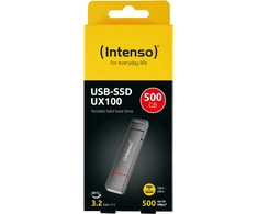 Kietasis diskas Dysk zewnętrzny SSD Intenso USB SSD UX100 500GB USB 3.2 C+A Gen.1x1 (3850450)