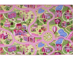 Rebel Roads Sweet Town vaikiškas kilimėlis, rožinė, 140x200cm (21613695)