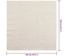 Kilimas ZIZUR, 120x120 cm, džiuto imitacija,us ir lauko