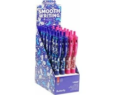 Easy Stationery madingas drugelio formos mėlynas automatinis rutulinis rašiklis (24 vnt.)