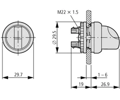 Eaton Apšviestas pasirinkimo mygtukas su rankenėle M22-WLK3-W 216833