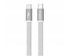 Eaton Telforceone Devia Ultra3 usb-c PD 240W Metal Woven Flat Fast Charging Cable 1,5 m baltas