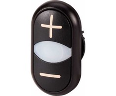 Eaton Dvigubo mygtuko pavara, juoda +/-, su spyruokliniu grąžinimu M22S-DDL-S-X4/X5 (218146)