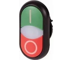 Eaton Dviejų mygtukų pavara žalia / raudona I-O 22mm IP66 su apšvietimu M22-DDLF-GR- X1 / X0 (284814)