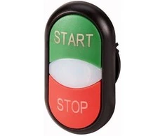 Eaton Dvigubo mygtuko diskas žalias / raudonas START -STOP su apšvietimu M22S-DDL- GR- GB1 / GB0 (216703)