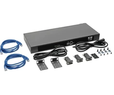 Eaton Tripp Lite serijos 16 prievadų serijinis konsolės serveris, USB prievadai (2) – dvigubas GbE tinklo adapteris, 4 Gb flash, stalinis / 1U stovo, TA – 1 GbE, RS-232 – 1U (B097-016)