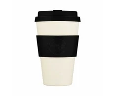 Ecoffee Cup Kavos puodelis išsinešimui. Vienspalviai juodi natūralios spalvos 400 ml - baltas