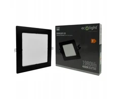 Ecolight Įleidžiamas šviestuvas P/T kvadratinis 18W 1980lm 4000K IP20 juodas DL-1 EC20469