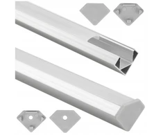 LED juosta Ecolight Profil Led R02 kampinis Eco* Light EC20621 2m aliuminis anoduotas + matinis gaubtas