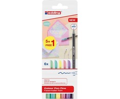 Edding Fine tip markeris e-1200 EDDING, 1 mm, 6 vnt., lizdinė plokštelė, įvairių spalvų