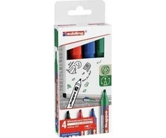 Žymeklių baltai lentai rinkinys Edding 363, kirstu galiuku, 1-5mm, 4 spalvos
