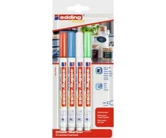 Edding kreminės markės, 1-2 mm, lizdinė plokštelė, 4 vnt., spalvų derinys