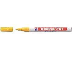 Žymeklis Edding 751 lako pagrindu, apvaliu galiuku, 1-2mm, geltonos spalvos