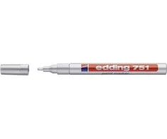 Žymeklis Edding 751 lako pagrindu, apvaliu galiuku, 1-2mm, sidabrinės spalvos