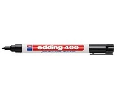 Permanentinis žymeklis Edding 400, apvaliu galiuku, 1mm, juodos spalvos