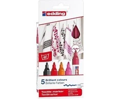Marker edding - 4500 Tekstilės žymeklių rinkinys, 5 vnt. Šiltos spalvos - (706825)