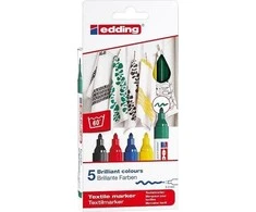 Marker edding - 4500 Tekstilės žymeklių rinkinys 5 vnt., Pagrindinės spalvos - (706716)