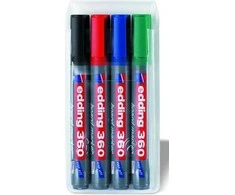 Žymeklių baltai lentai rinkinys Edding 360, 1.5-3mm, apvaliu galiuku, 4 spalvos