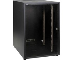Efb Elektronik EFB 19Zoll Netzwerkschrank OFFICE SERIE 18HE 600X800 RAL9005 Juodas IP20 komplett vormontiert und zerlegbar Glasfront 45KG Traglast