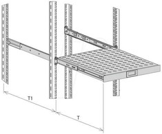 Efb Elektronik EFB 48,26cm 19Zoll 1HE Fachboden ausziehbar ET 550-650 mm 30 kg Schranktiefe 800 RAL7035