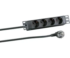 EFB EFB 10'' 1HE Steckdosenleiste 4xCEE 7/3 be Schalter,Alu,sw