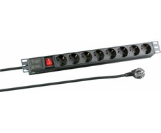 EFB 19" 1HE Steckdosenleiste 8xCEE 7/3 mit Schalter,Juodas