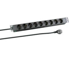EFB EFB 19" 1U maitinimo juosta 9 kartus 2,0 m be jungiklio, juoda.