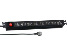 EFB EFB 48,26 cm 19 colių 1U maitinimo blokas 16 x USB A su jungikliu juodas maitinimo kabelis 3 m kiekvienas 2,1 A per 2 prievadus