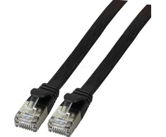 Efb Elektronik EFB EFB RJ45 plokščias jungiamasis kabelis Cat.6A U/FTP PVC, juodas, 0,15 m
